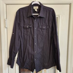 American Rag Pearl Snap Western Black L Large Shirt